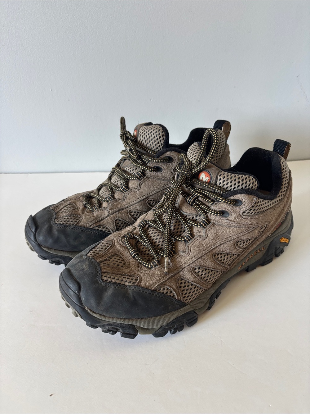 Merrell Men's Brown Suede & Mesh Trail Hiking Shoes - Size 10 (12" heel-to-toe)
